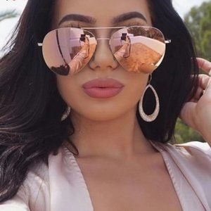 Oversized Pink Lens - Gold Frame Sunglasses